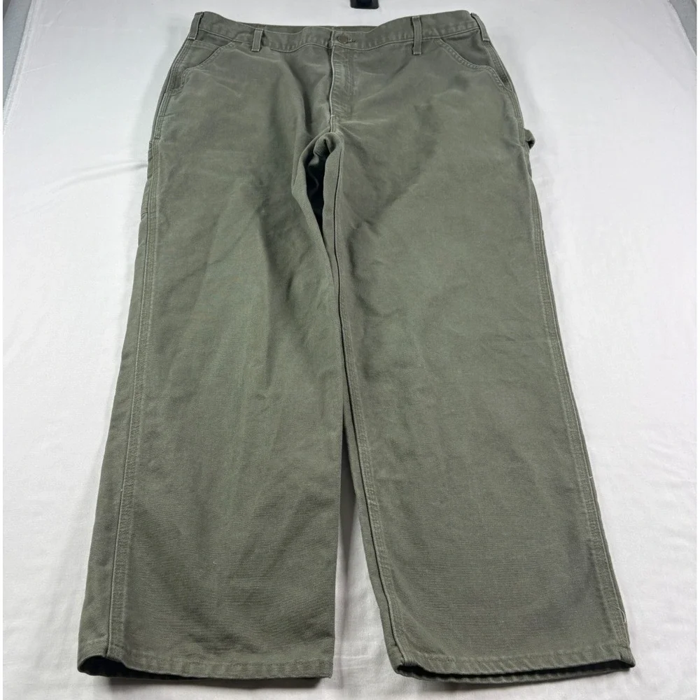 Carhartt Pants Mens 42x30 (Fits 40x29) Green Carpenter Washed Duck Dungaree